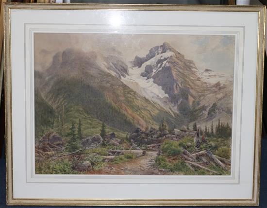 James Clarke Waite (1832-1920) A glacier in the Selkirks, British Columbia, 17.5 x 24.5in.